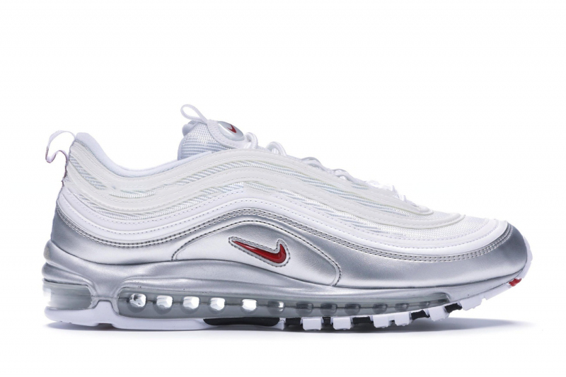 white and silver nike air max